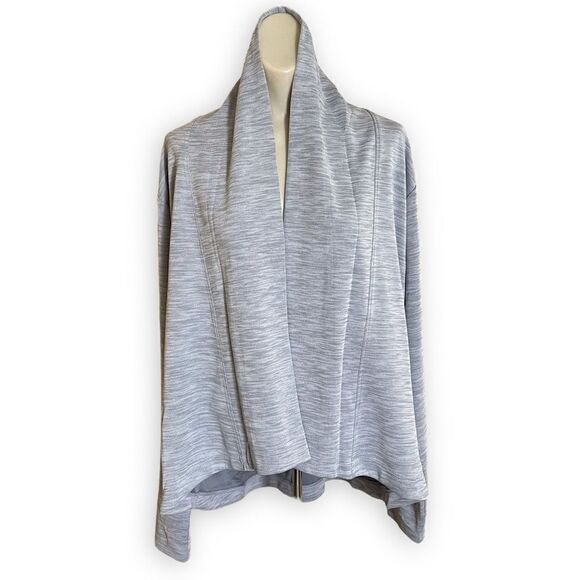 Pebble Beach Dry-Luxe Gray Space Dye Open Front Long Sleeve Golf Cardigan NWT - Picture 6 of 16